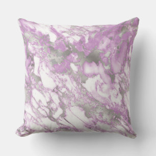 Modern Light Purple and Silver Marble Pattern Cushion