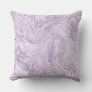 Modern Light Purple and Silver Marble Pattern Cushion