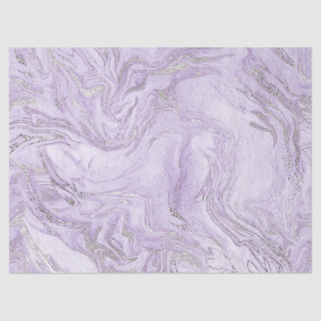 Modern Light Purple and Silver Marble Pattern Tissue Paper (Front)