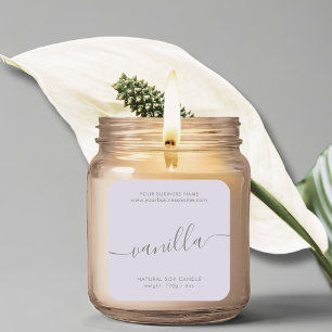 Modern light purple script candle product label