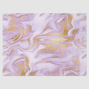 Modern Light Purple, White and Gold Marble Pattern Tissue Paper