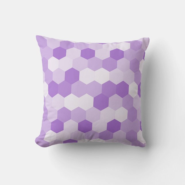 Modern Light Purple White Hexagonal Geometric Cushion (Front)