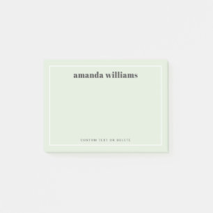Modern light sage green custom name and text post-it notes