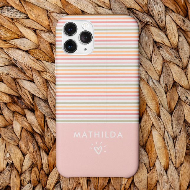 Modern light stripes Case-Mate iPhone case (phone case with striped pattern and name)