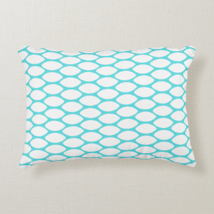Modern Light Turquoise White Pattern Accent Pillow