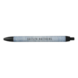 Modern Light Wash Denim Jeans Texture Name Black Ink Pen