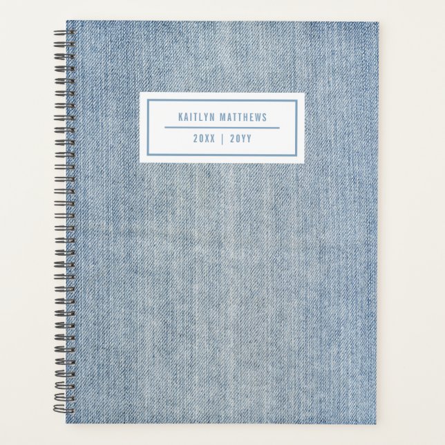 Modern Light Wash Denim Jeans Texture Name  Planner (Front)