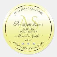 Modern Light Yellow Product Labels Jewels Monogram