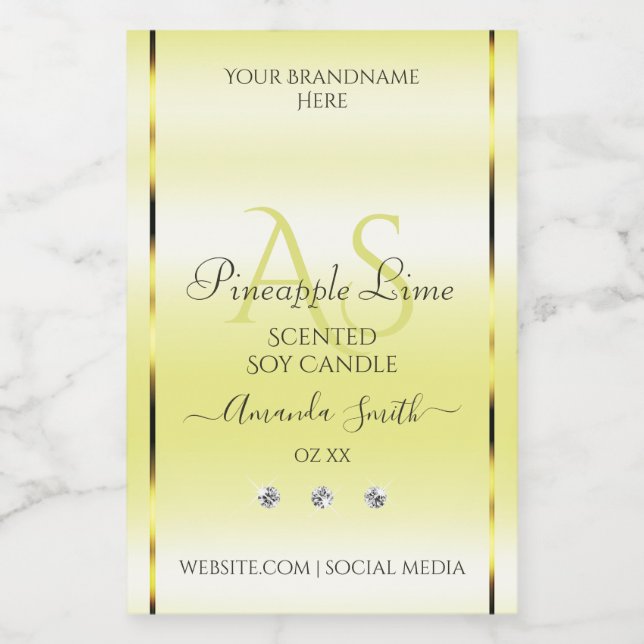 Modern Light Yellow Product Labels Jewels Monogram (Single Label)