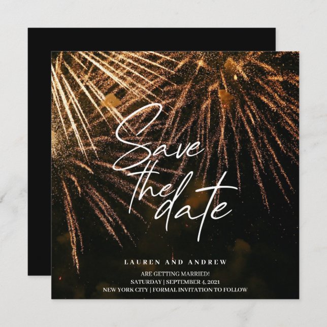 Modern Lightning Fire Save The Date Wedding Invitation (Front/Back)