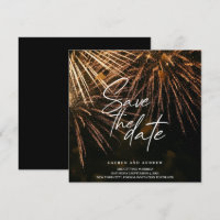 Modern Lightning Fire Save The Date Wedding
