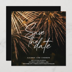 Modern Lightning Fire Save The Date Wedding Invitation
