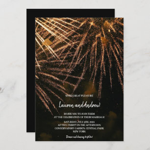 Modern Lightning Fire Wedding Invitation