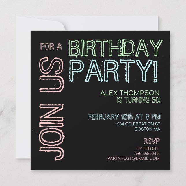 Modern Lights Birthday Party Invitation (Front)