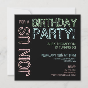 Modern Lights Birthday Party Invitation