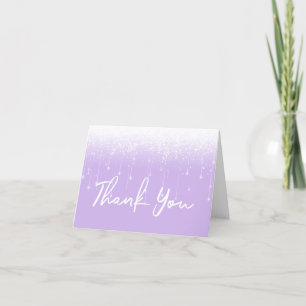 Modern Lights Lavender White Sweet 16 Thank You Card
