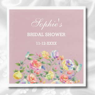 Modern Lilac Bright Roses Floral Bridal Shower  Napkin