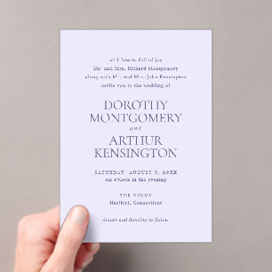 Modern Lilac Elegant Wedding Acrylic Invitations
