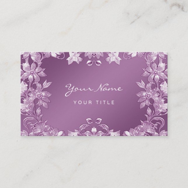 Modern Lilac Floral Business Card (Front)