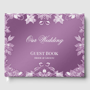 Modern Lilac Floral Guest Book