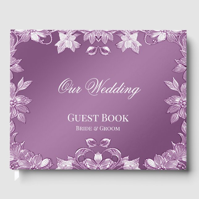 Modern Lilac Floral Guest Book (Front)