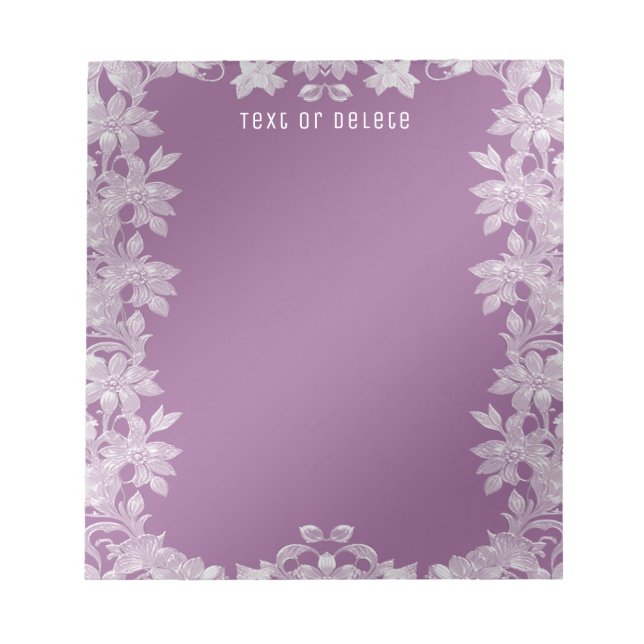 Modern Lilac Floral Notepad (Front)