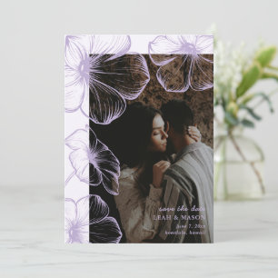Modern Lilac Floral Photo Elegant Wedding Save The Date