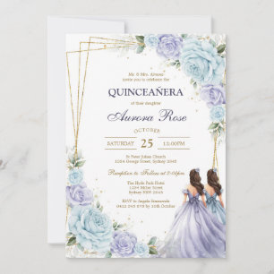 Modern Lilac Floral Quinceanera Invitation