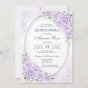 Modern Lilac Floral Quinceanera Invitation