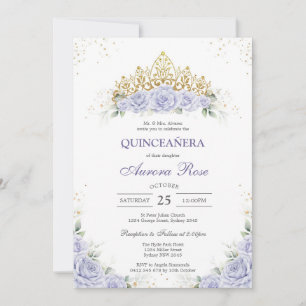 Modern Lilac Floral Quinceanera Invitation