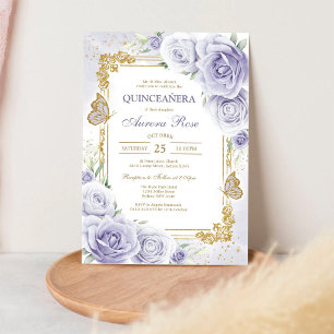 Modern Lilac Floral Quinceanera Invitation