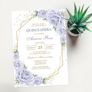 Modern Lilac Floral Quinceanera Invitation