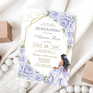 Modern Lilac Floral Quinceanera Invitation