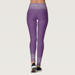 Modern Lilac Glitter Sparkles Pregnant Leggings