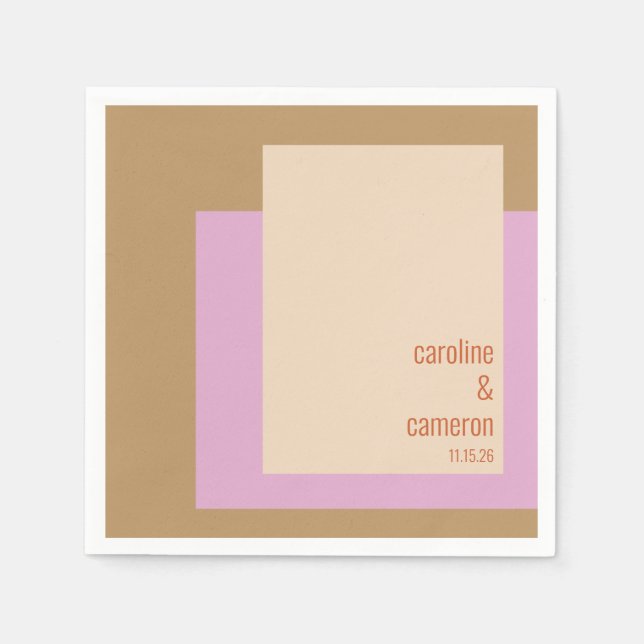 Modern Lilac Gold Geometric Custom Wedding  Napkin (Front)