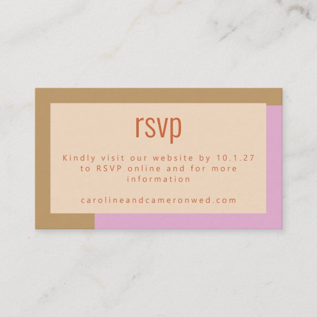 Modern Lilac Gold Geometric Wedding RSVP Online Enclosure Card (Front)