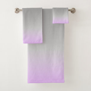 modern  lilac grey  ombré bath towel set
