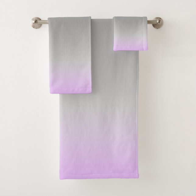modern  lilac grey  ombré bath towel set (Insitu)