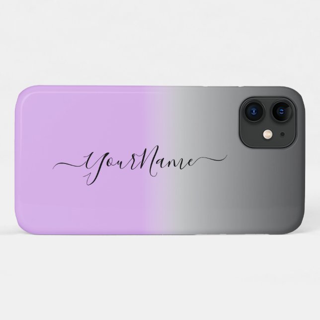 modern  lilac-grey  ombré personalised  Case-Mate iPhone case (Back (Horizontal))