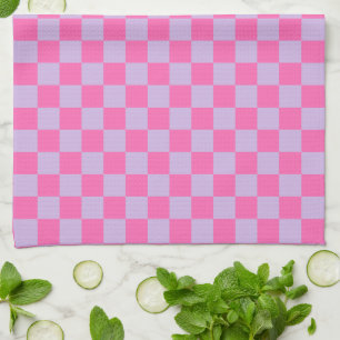 Modern Lilac Lavender and Pink Checkered Tea Towel