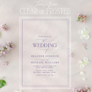 Modern Lilac Lavender Calligraphy Wedding Acrylic Invitations