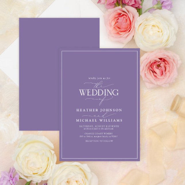 Modern Lilac Lavender Calligraphy Wedding Invitation (Creator Uploaded)