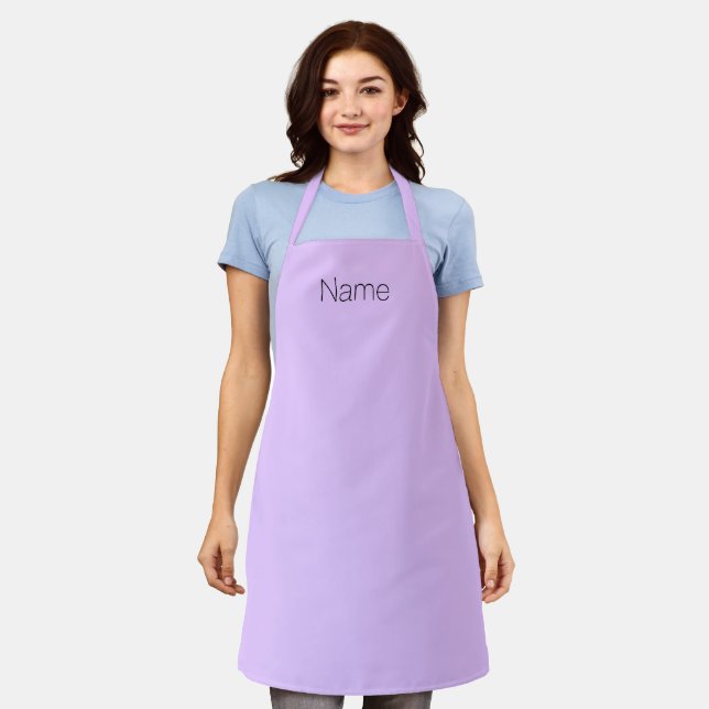 Modern lilac lavender custom name monogram solid apron (Worn)