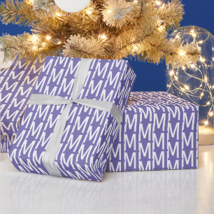 Modern lilac periwinkle custom monogram initial wrapping paper