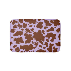 Modern Lilac Purple and Brown Cow Skin Print Bath Mat