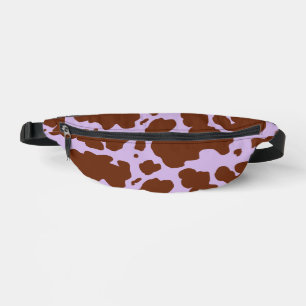Modern Lilac Purple and Brown Cow Skin Print Bum Bags