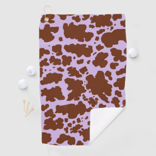 Modern Lilac Purple and Brown Cow Skin Print Golf Towel