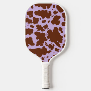 Modern Lilac Purple and Brown Cow Skin Print Pickleball Paddle
