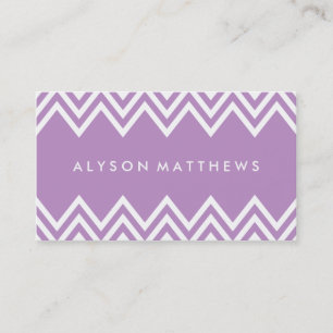 Modern Lilac Purple and White Chevron Business Card