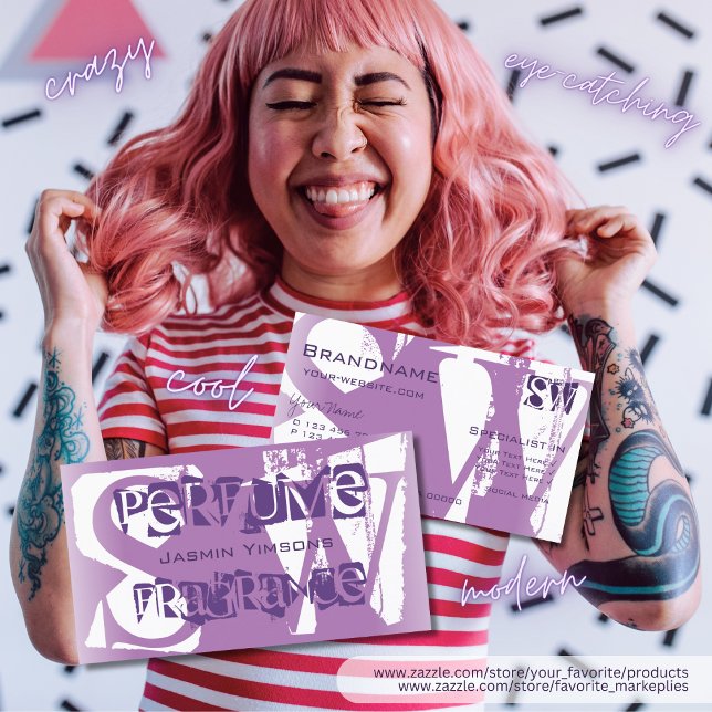 Modern Lilac Purple and White Chic with Initials Business Card (Creator Uploaded)